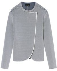 Emporio Armani - Striped Crewneck Jacket - Lyst