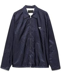 Prada - Logo Plaque Zipped Shirt - Lyst
