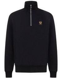 Belstaff - Quarter-Zip Logo-Patch Sweater - Lyst