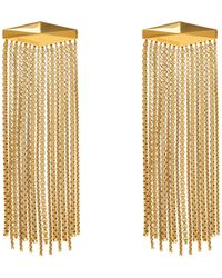 Jimmy Choo - Logo Engraved Tassel Detailed Earrings - Lyst