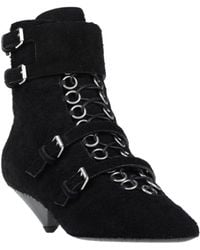 Saint Laurent - Pointed-Toe Lace-Up Ankle Boots - Lyst