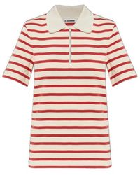 Jil Sander - Zip Striped Polo Top - Lyst