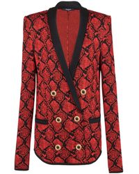 Balmain - Snake-Effect Double-Breasted Blazer - Lyst