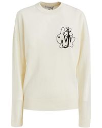 JW Anderson - Jw Anderson Logo Intarsia Knit Crenweck Jumper - Lyst