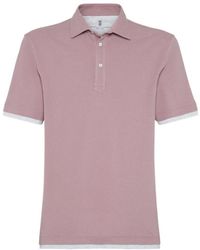 Brunello Cucinelli - Double-Layer Cotton Polo Shirt - Lyst