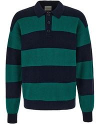 Drole de Monsieur - Drôle De Monsieur Striped Knitted Polo Jumper - Lyst