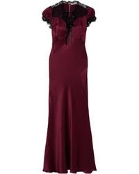 Rodarte - Lace-Trimmed Silk-Satin Midi Dress - Lyst