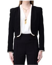 Elisabetta Franchi - Contrast Trim Cropped Jacket - Lyst