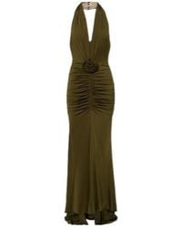 Blumarine - Floral-Appliqué Ruched Maxi Dress - Lyst