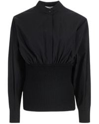 Alaïa - Alaïa Gathered Ribbed Waist Poplin Shirt - Lyst