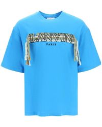 Lanvin - Tassel Embroidered-Logo T-Shirt - Lyst