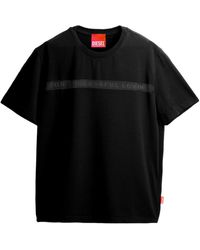 DIESEL - X Tinder Logo-Print Sheer-Panel T-Shirt - Lyst