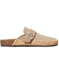 Tory Burch - Mellow Logo-Plaque Raffia Flat Mules - Lyst