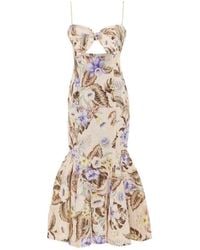 Zimmermann - Coco Tie Front Midi Dress - Lyst