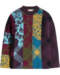 Dries Van Noten - Wool Alpaca Oversized Patchwork Floral Striped Jumper - Lyst
