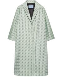 Prada - Single-Breasted Floral Jacquard Duchesse Coat - Lyst