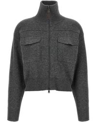 Brunello Cucinelli - Cashermere Zipped Cardigan - Lyst
