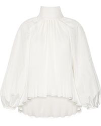 Max Mara - Pleated Neck-Bow Blouse - Lyst