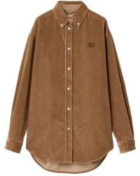 Miu Miu - Corduroy And Suede Shirt - Lyst