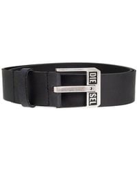 DIESEL - Logo-Buckle Buffalo Leather Belt - Lyst