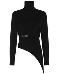Lanvin - Asymmetric Buckle Knitted Sweater - Lyst