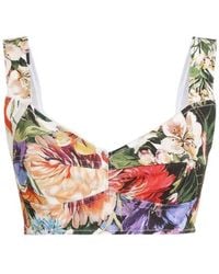 Dolce & Gabbana - Flower Bouquet-Printed Bustier Top - Lyst