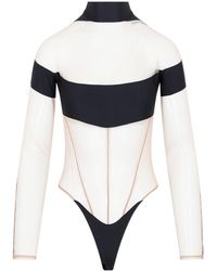 Mugler - Illusion Sheer-Panel Bodysuit - Lyst
