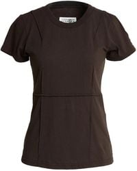 MM6 by Maison Margiela - Solid-Color Crew Neck Short-Sleeve T-Shirt - Lyst