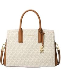 MICHAEL Michael Kors - Laila Medium Signature Logo Satchel - Lyst