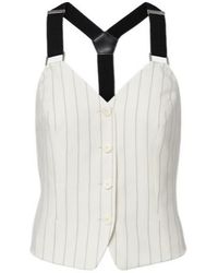 Ralph Lauren - Donnella Pinstriped Cotton, Linen And Wool Bustier Top - Lyst