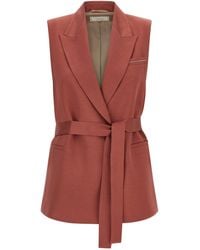 Peserico - Belted Waist Sleeveless Vest - Lyst