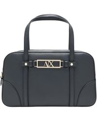 ARMANI EXCHANGE - Logo-Plaque Leather Tote Bag - Lyst