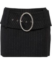 Alessandra Rich - Low-Rise Wool-Blend Pinstriped Miniskirt - Lyst