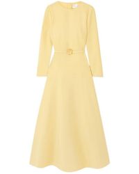 Oscar de la Renta - Belted Wool-Blend Midi Dress - Lyst
