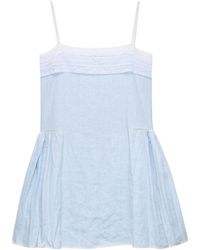 Prada - Embroidered Linen Mini-Dress - Lyst