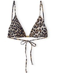 Ganni - Recycled Leopard Printed String Bikini Top - Lyst