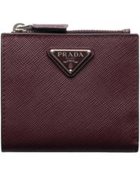 Prada - Triangle Logo Saffiano Leather Wallet - Lyst