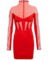 Mugler - Sheer Ruffle Mini Dress - Lyst
