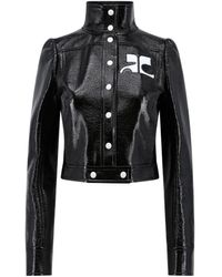 Courreges - Courrèges Vinyl Straight Hem Cropped Jacket - Lyst