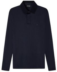 Emporio Armani - Button Detailed Long-Sleeved Polo Shirt - Lyst