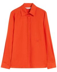 Max Mara - Falas Embroidered-Logo Linen Shirt - Lyst