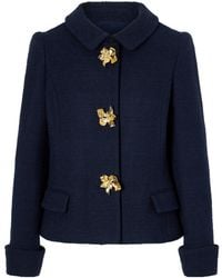 Oscar de la Renta - Embellished Cotton And Wool-Blend Tweed Jacket - Lyst