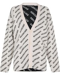 Balenciaga - Logo Jacquard Print Cardigan - Lyst