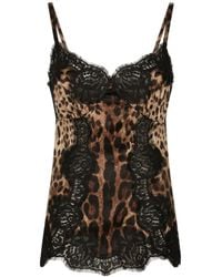 Dolce & Gabbana - Leopard Print Lace Detail Camisole - Lyst