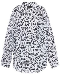 Balenciaga - Oversized Logo-Print Cotton Shirt - Lyst