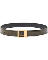 Saint Laurent - Logo-Plaque Leather Belt - Lyst