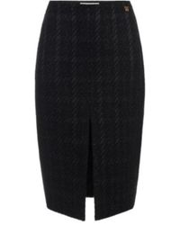 Elisabetta Franchi - Front-Slit Tweed Midi Skirt - Lyst
