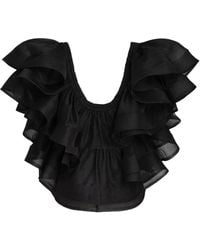 Zimmermann - Ruffled Scoop-Neck Crop Top - Lyst