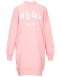 MSGM - Logo Details Sweater-Style Dress - Lyst