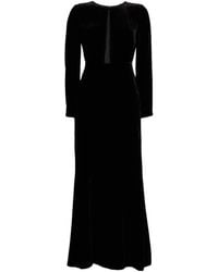 Max Mara - Velvet Long-Sleeve High-Neck Dress - Lyst